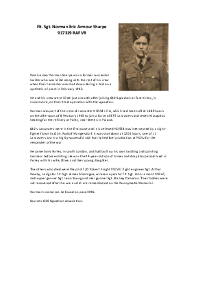 A preview of a PDF biography for Sharpe, Norman Eric Armour